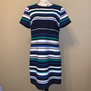 Beige by eci striped shift dress size Large